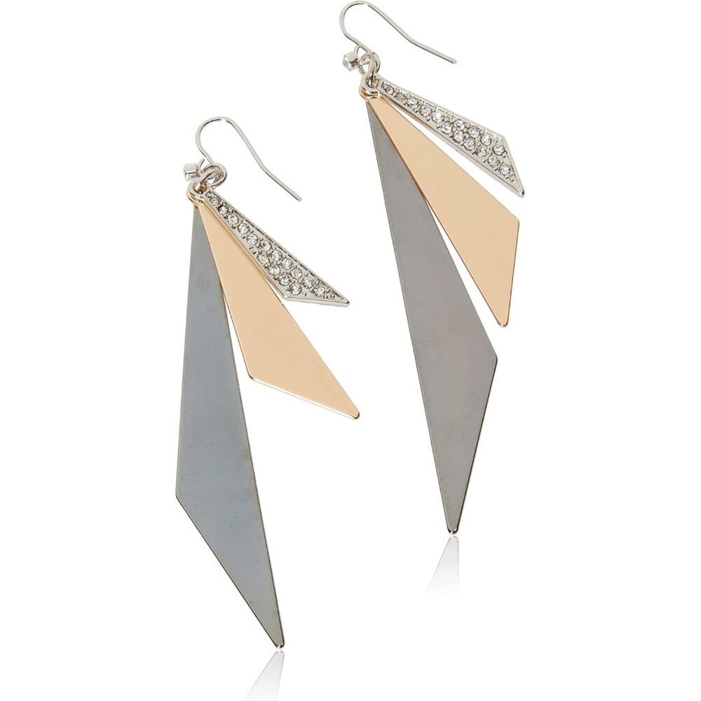 Chic Triangular Drop Earrings With Rhinestone & H… - image 2